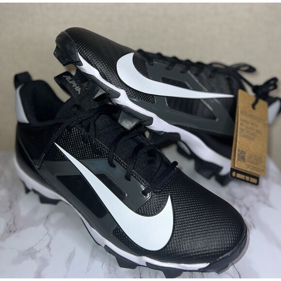 Nike Alpha Menace 4 Shark Molded Men's Black/White/Grey Football Cleats Sz 12US - Picture 1 of 12
